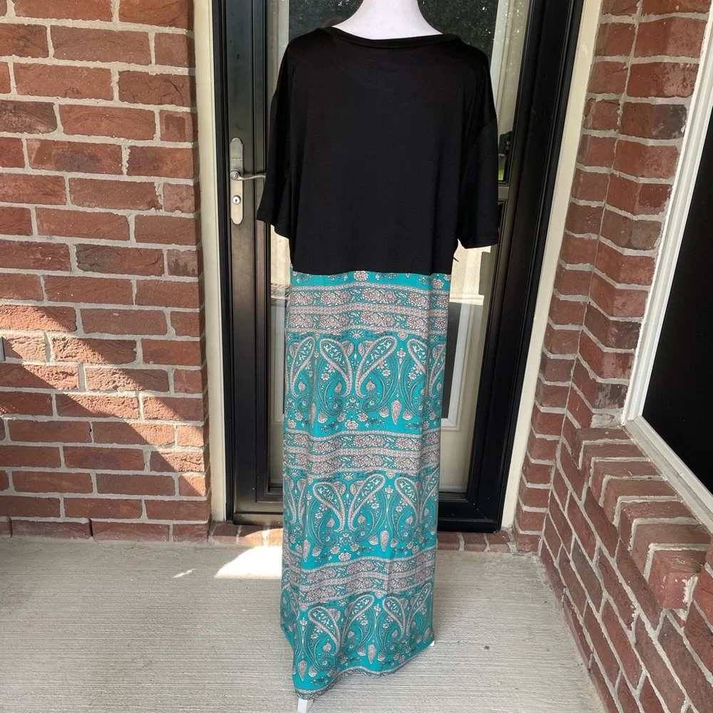 Boho Paisley Floral Print Short Sleeve Maxi Dress